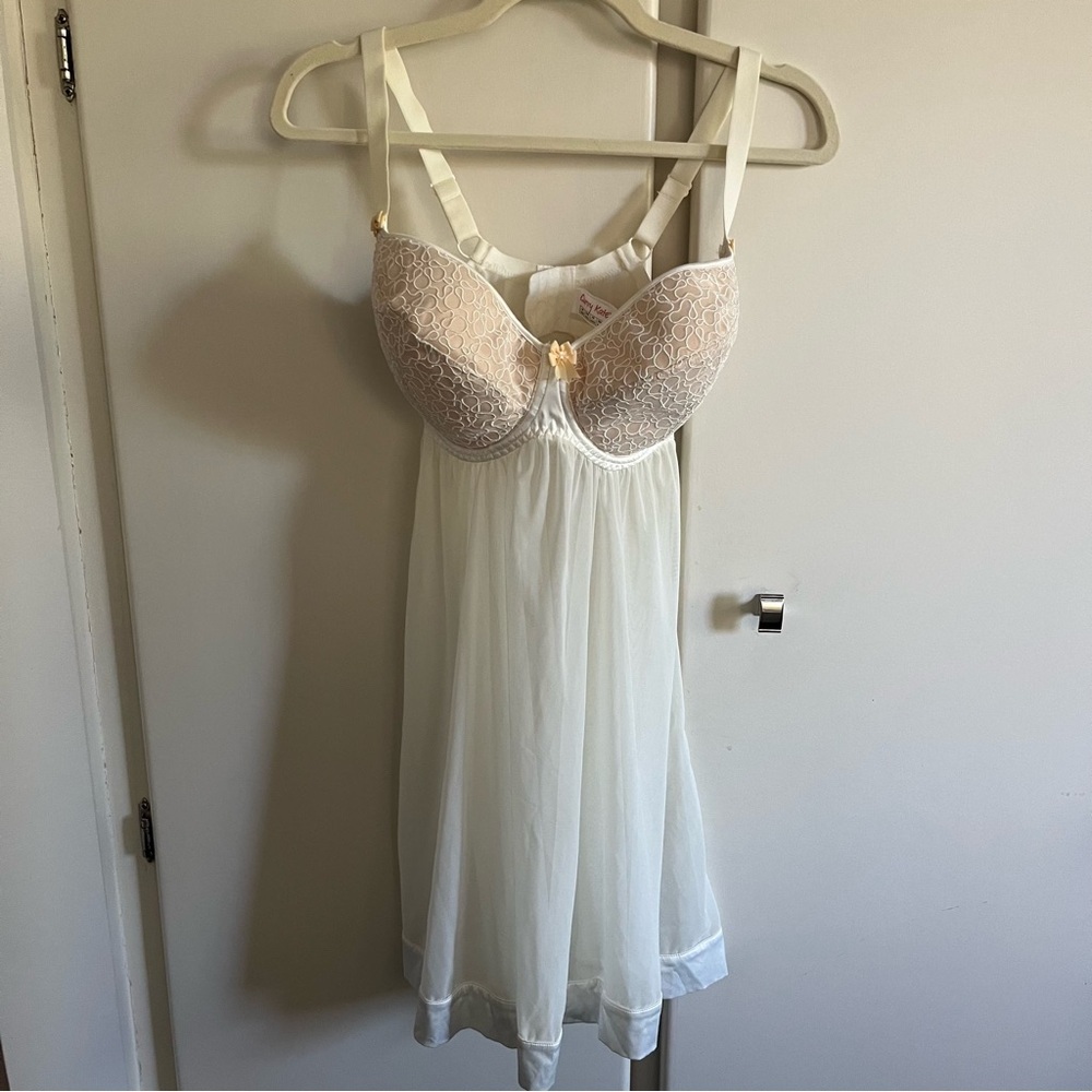 Curvy Kate Lola Babydoll 38DD Sheer Lace Ivory Underwire Lingerie White Plus Sz​
